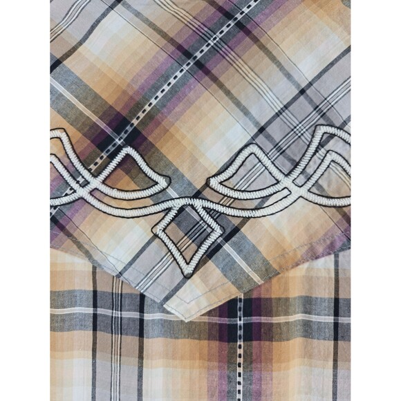 Wrangler Rock 47 Pearl Snap Plaid Shirt Mens XL Embroidered Western Cowboy Rodeo - Picture 8 of 11